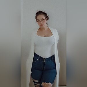 Terra and sky long creme sweater